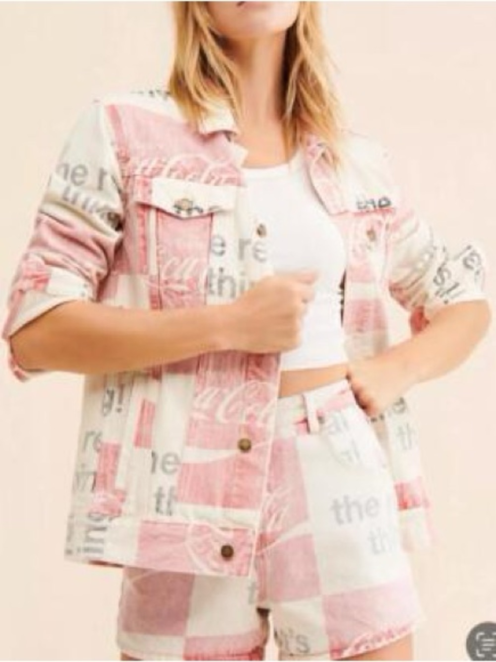 Rolla's Free People Coca Cola Denim Jacket Vintage Retro Oversized Trucker XS